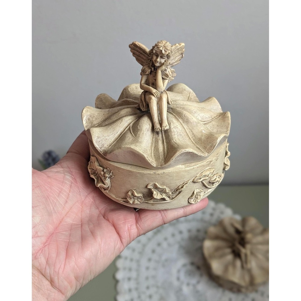Vintage Fairy Trinket Boxes Set of 2 | Fairy Garden Jewelry Boxes